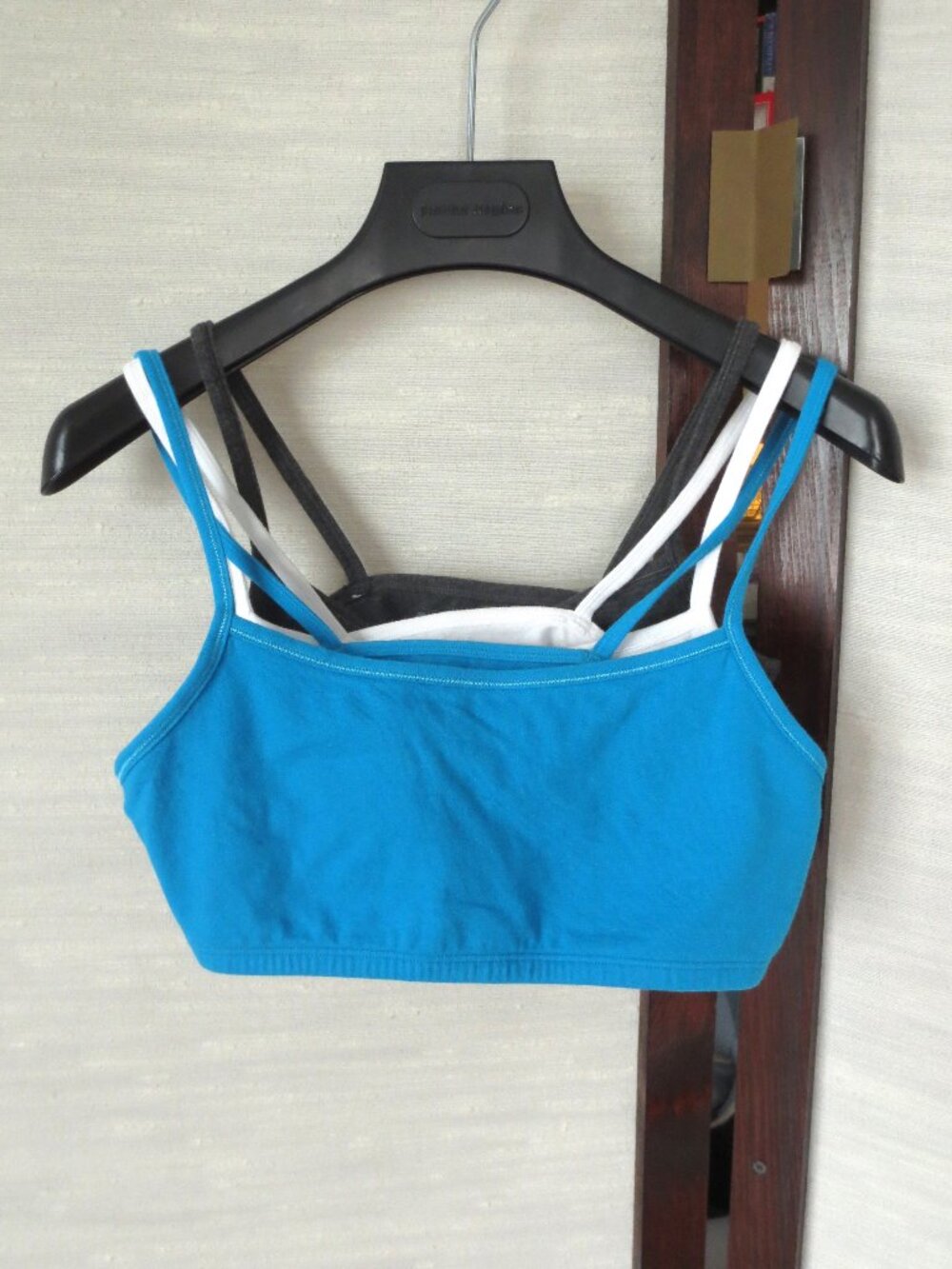 Three-Pack Fruit of the Loom Cotton Bra Bralettes 36 S Small Blue White Grey